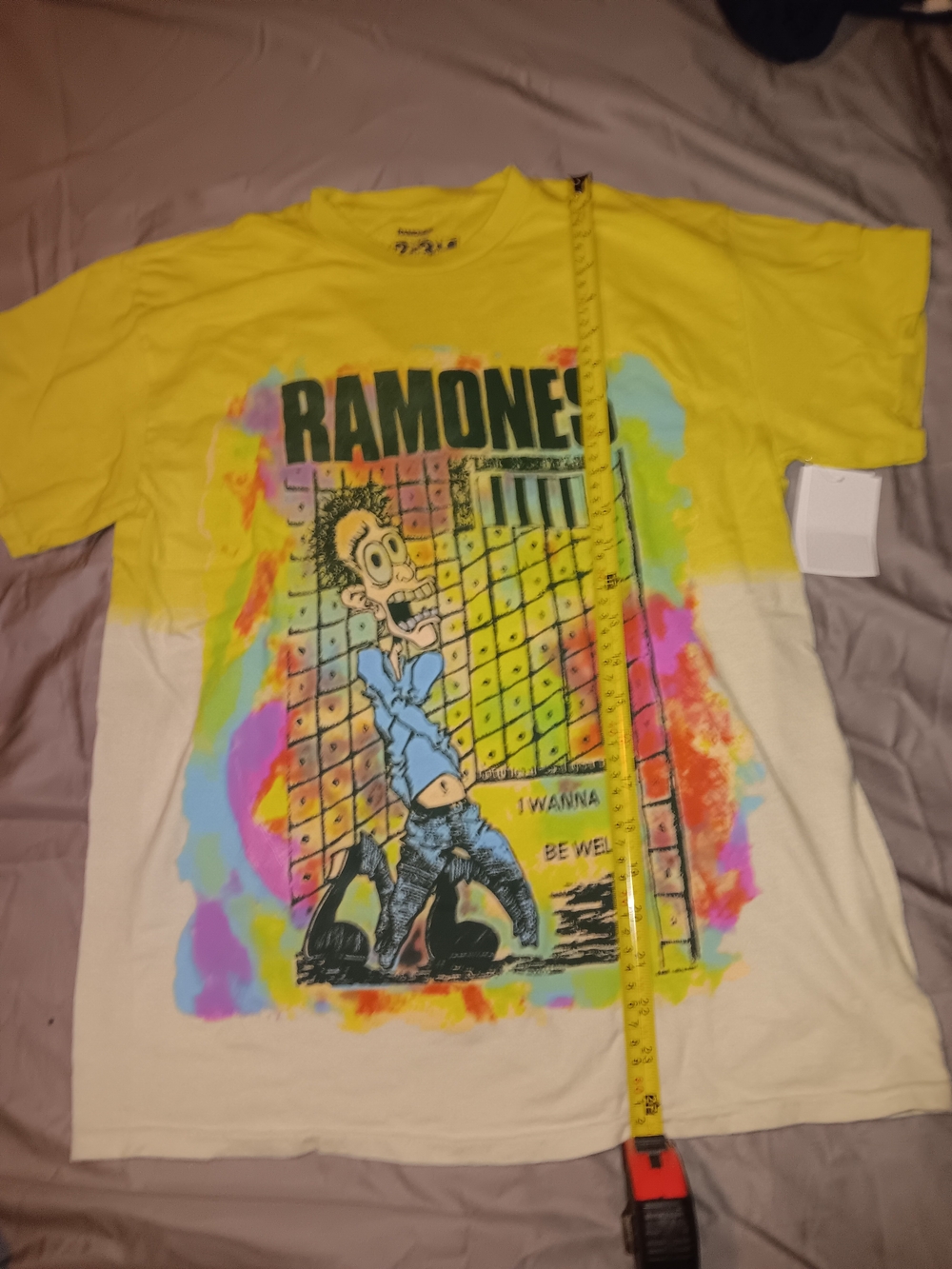 Ramones Yellow & White Graphic Short Sleeve Tee With Back Detail.